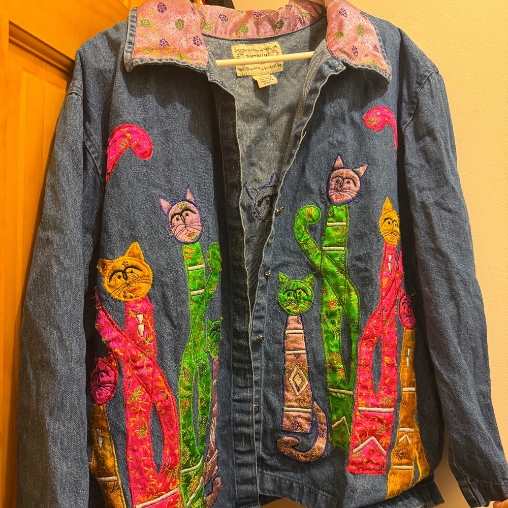 Tantrums Hand Stitched Cat Denim Jacket